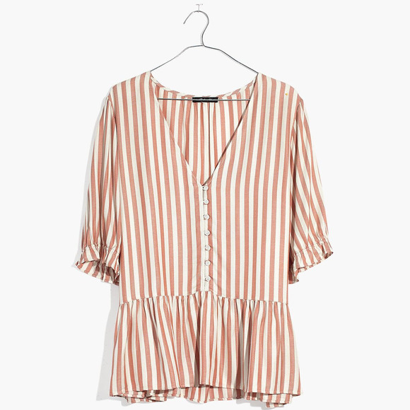 Madewell Courtyard Ruffle Hem Striped Top - Picture 5 of 10